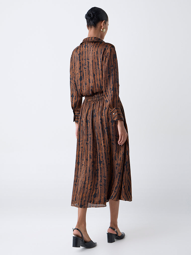 Wardrobe Brown Abstract Pattern High-Rise Skirt