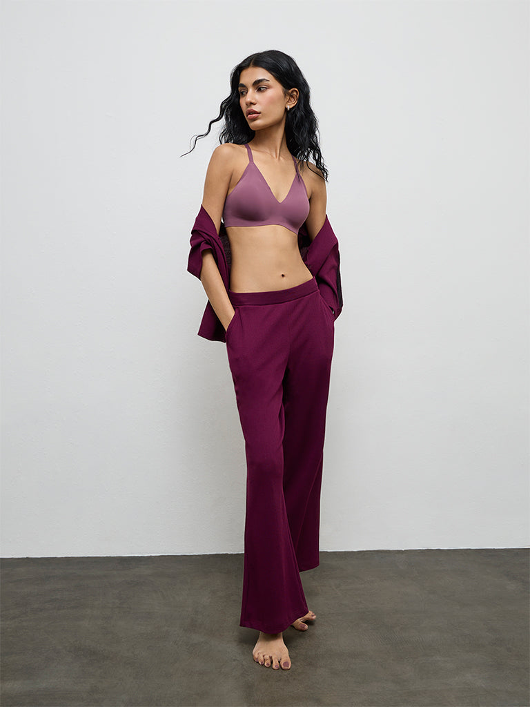 Superstar Plum Solid Invisible Padded Triangle Bra