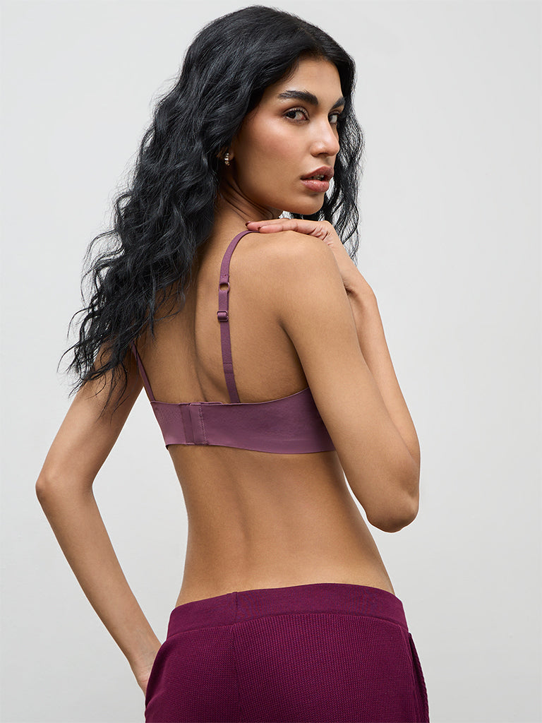 Superstar Plum Solid Invisible Padded Triangle Bra