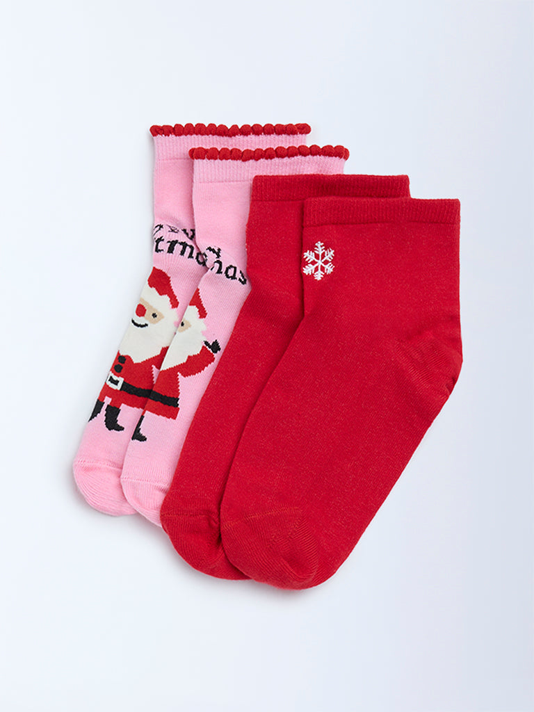 Superstar Red Christmas-Themed Cotton-Blend Socks - Pack of 2