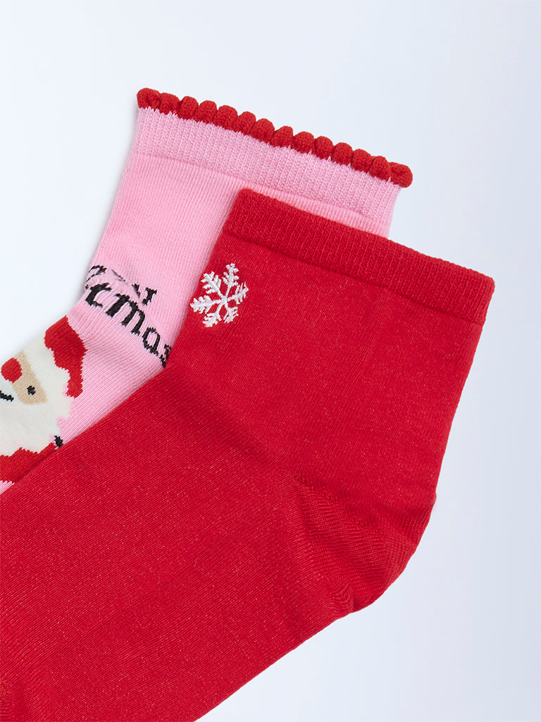 Superstar Red Christmas-Themed Cotton-Blend Socks - Pack of 2