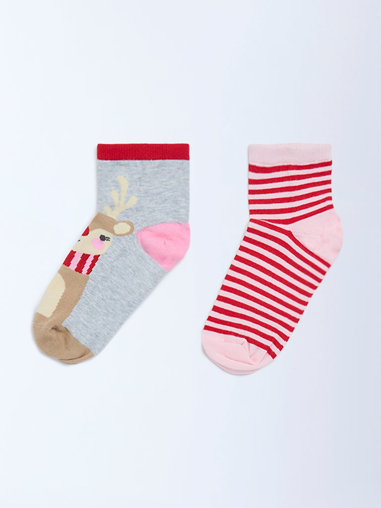 Superstar Pink Printed Cotton-Blend Socks - Pack of 2