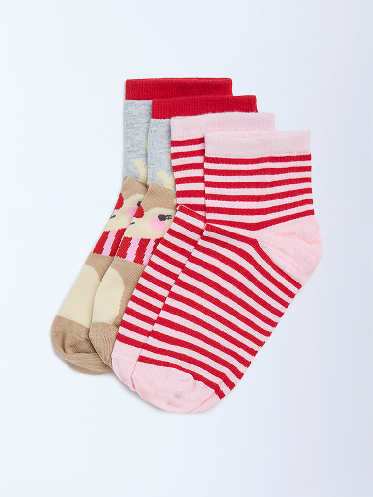 Superstar Pink Printed Cotton-Blend Socks - Pack of 2