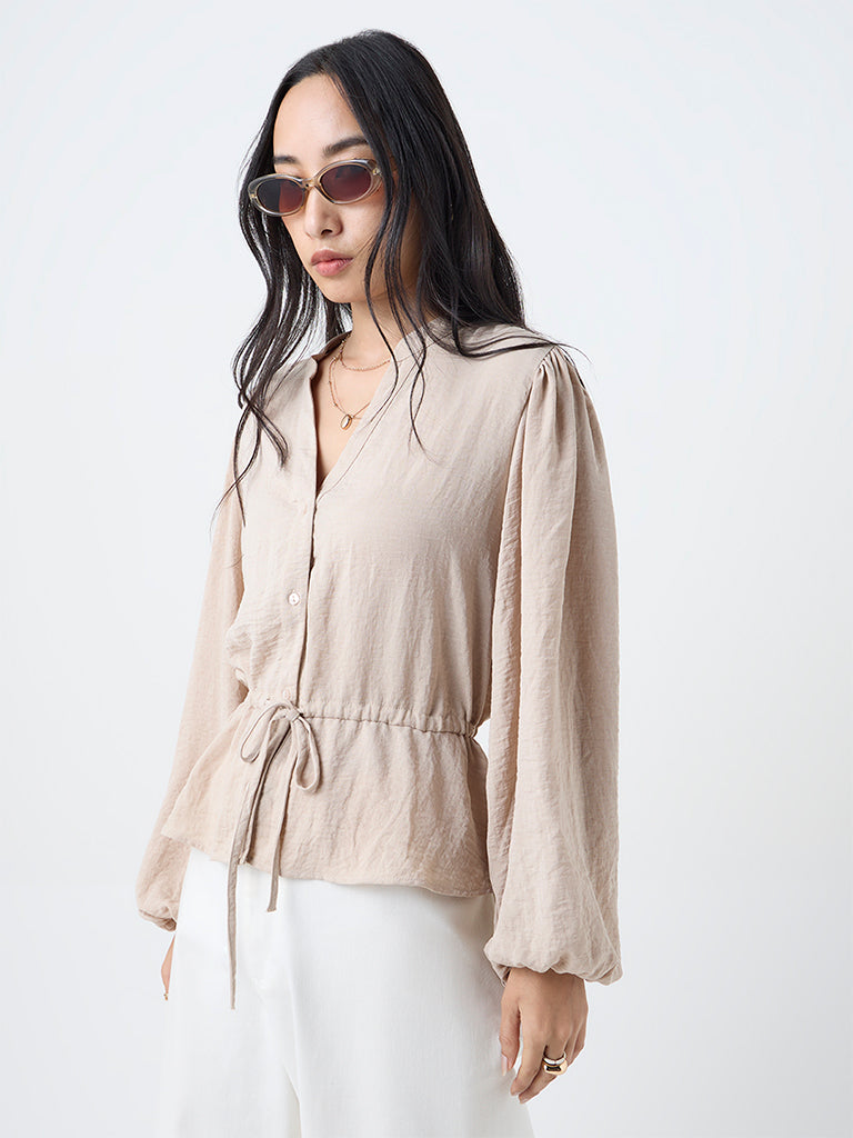 LOV Beige Textured Top