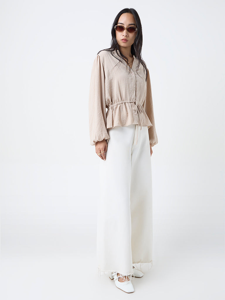 LOV Beige Textured Top