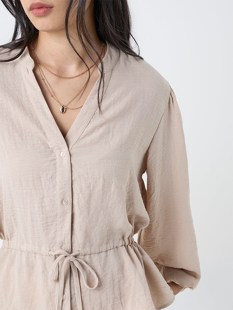 LOV Beige Textured Top