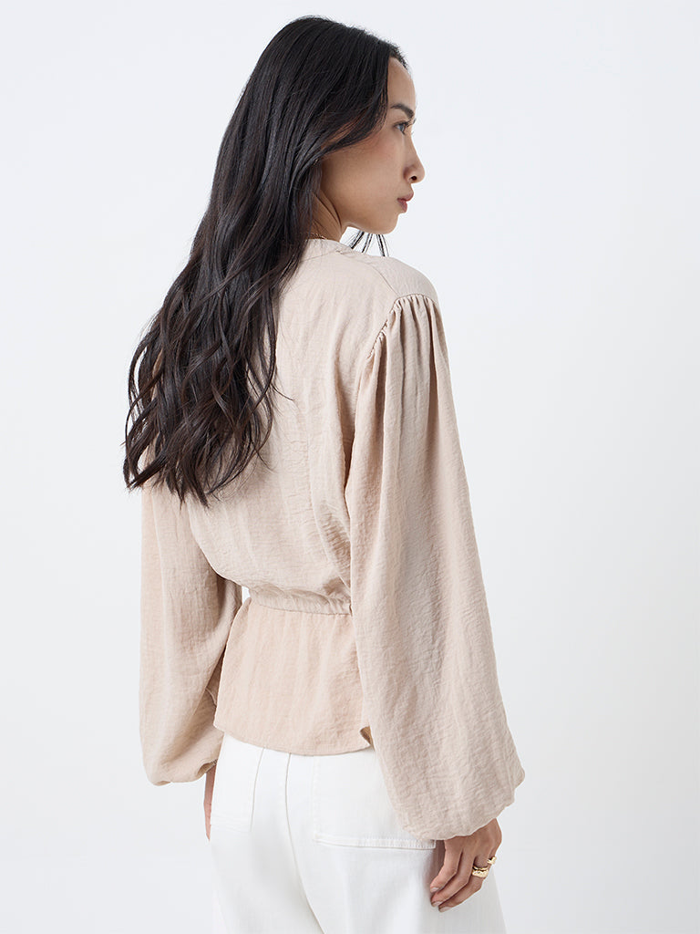 LOV Beige Textured Top