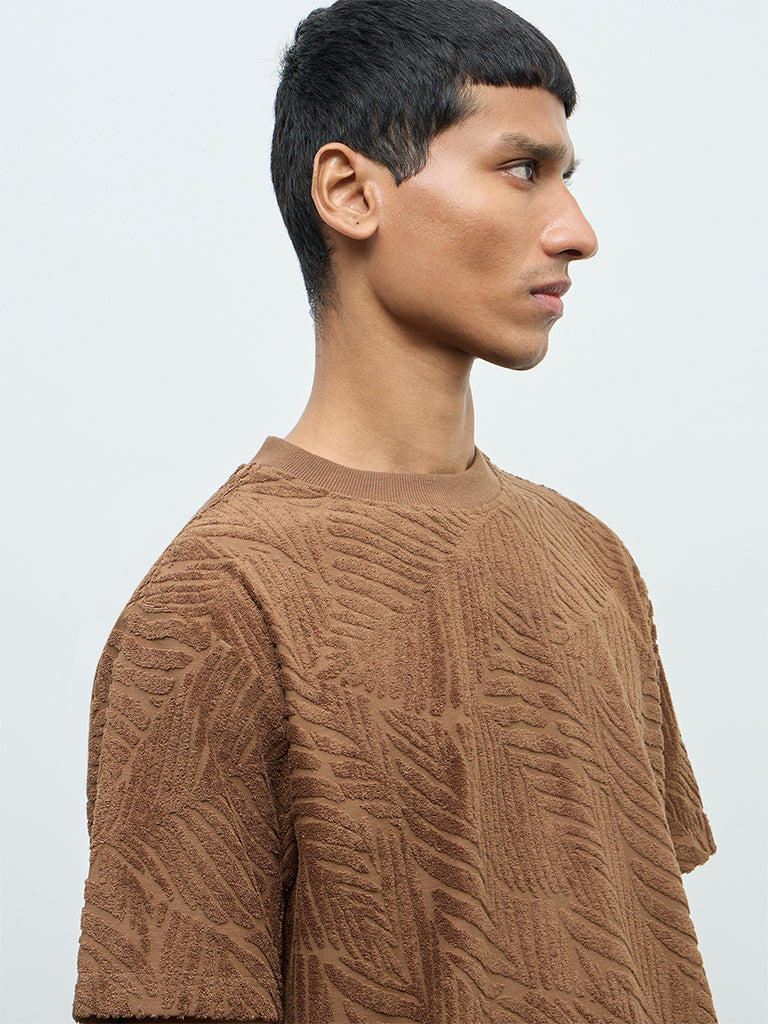 ETA Brown Botanical Relaxed-Fit Cotton-Blend T-Shirt