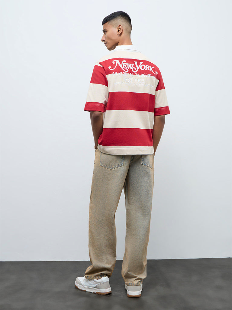 Nuon Blue Washed Loose-Fit Mid-Rise Jeans