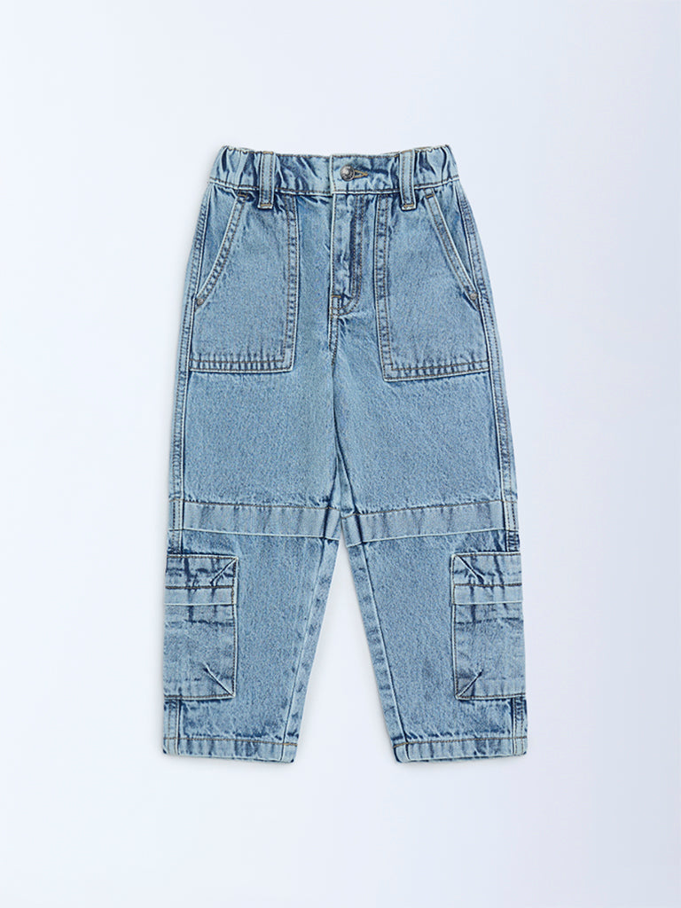 HOP Kids Boy Blue Faded Mid-Rise Jeans