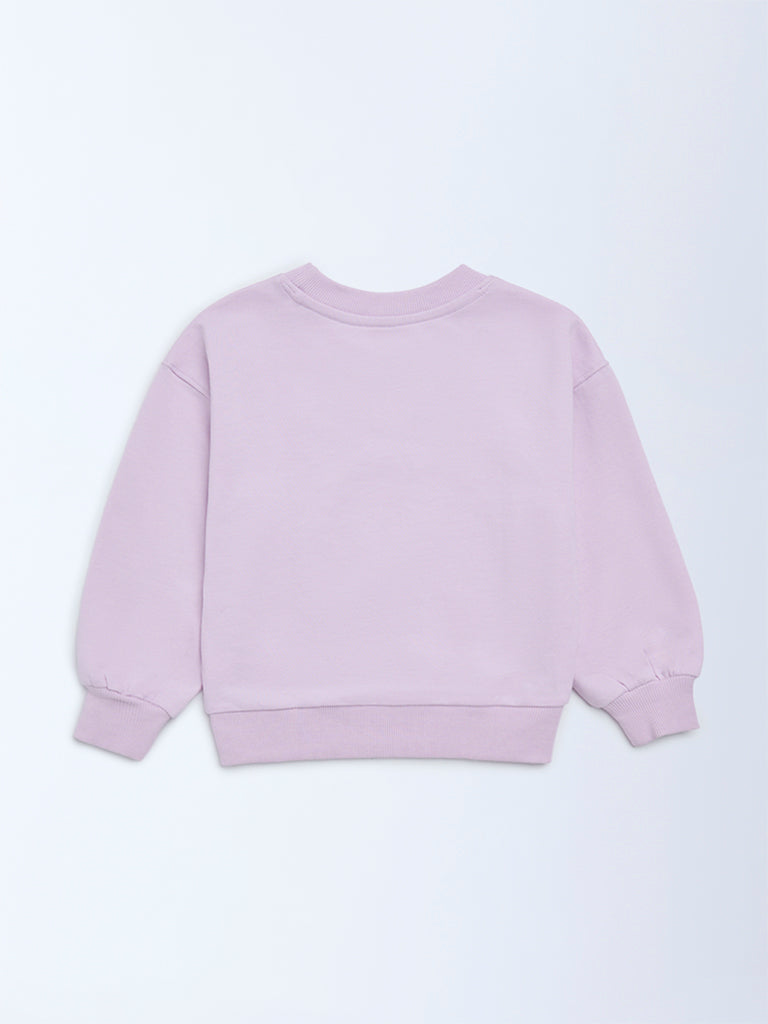 HOP Kids Girls Lilac Bow-Detailed Cotton-Blend Sweatshirt
