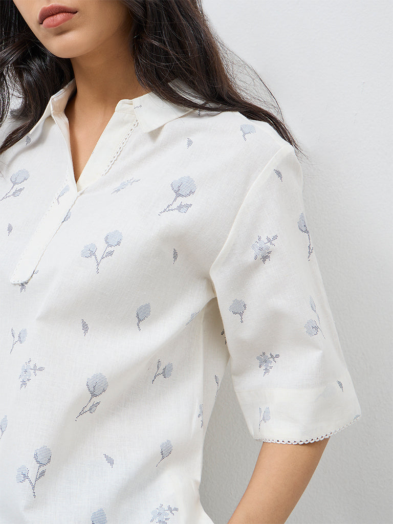 Utsa Off-White Floral Tunic