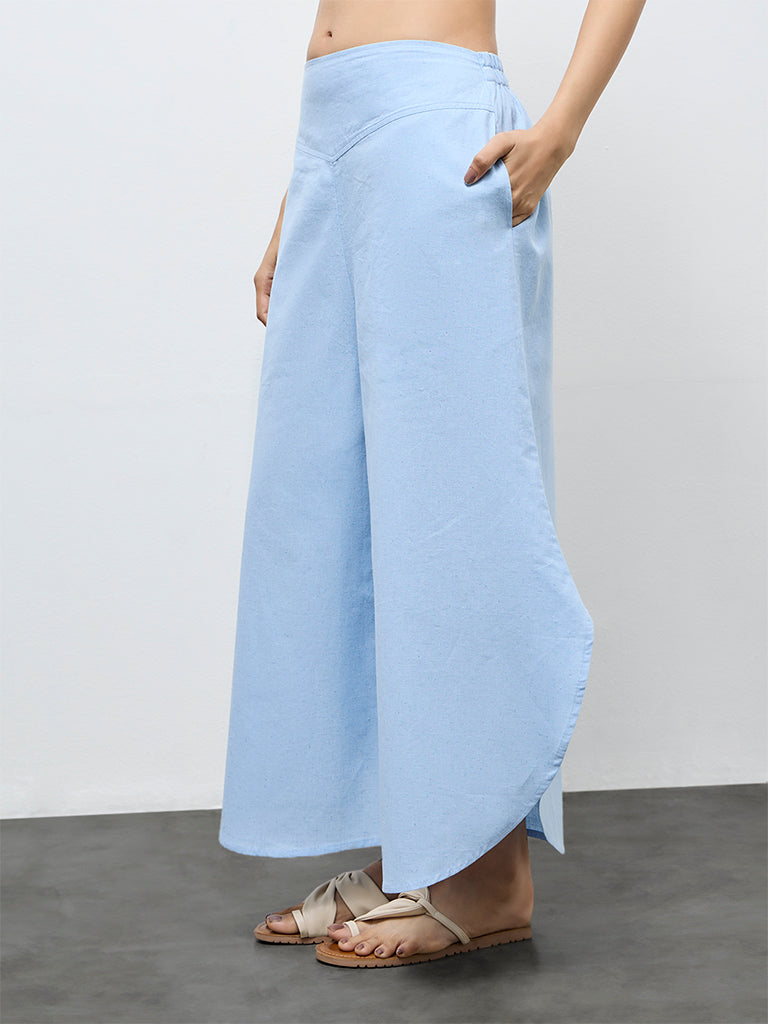 Utsa Light Blue Solid Palazzos