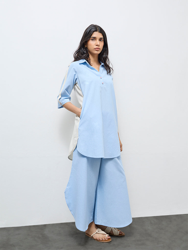 Utsa Light Blue Solid Palazzos