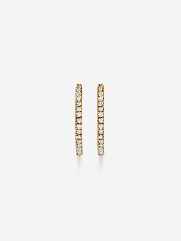 White Gold Plated Lab Diamond Studded Hoop Earrings