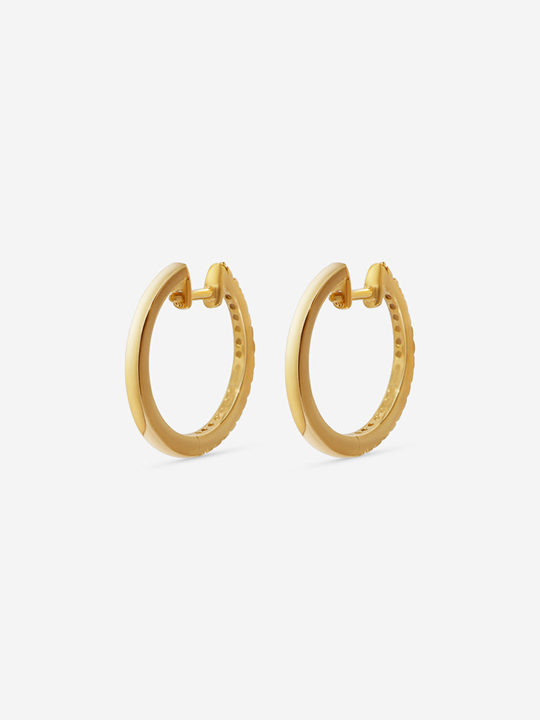 White Gold Plated Lab Diamond Studded Hoop Earrings