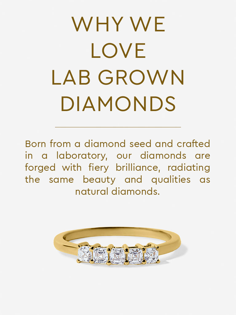 Emerald Cut Half Eternity Gold Plated Lab Diamond Ring