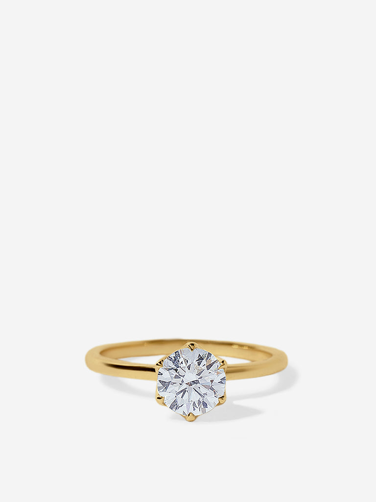 Halo Flower-Style Lab Diamond Solitaire Ring
