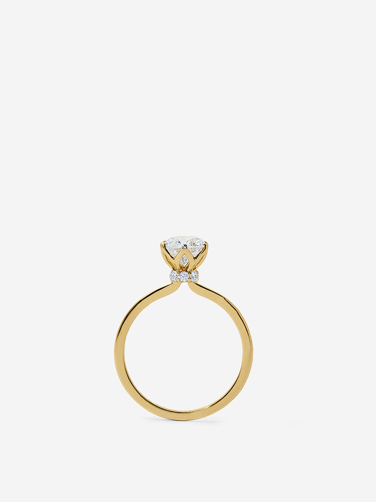 Halo Flower-Style Lab Diamond Solitaire Ring