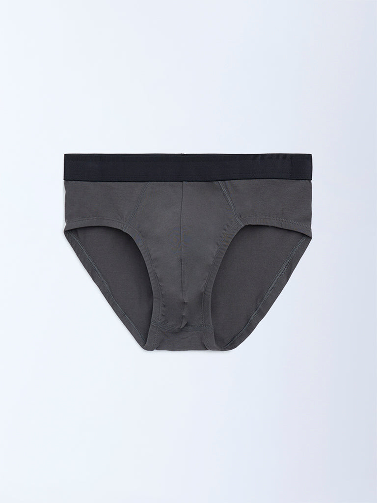 WES Lounge Navy Solid Cotton Briefs - Pack of 3