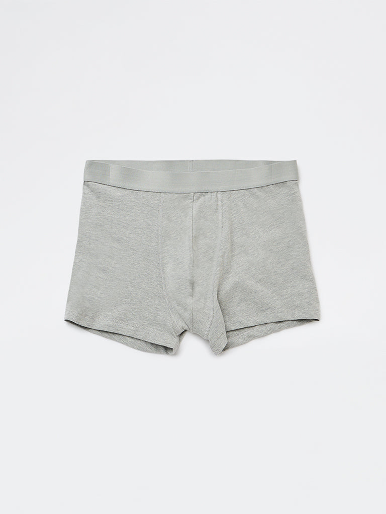 WES Lounge Olive Solid Cotton-Blend Trunks - Pack of 3