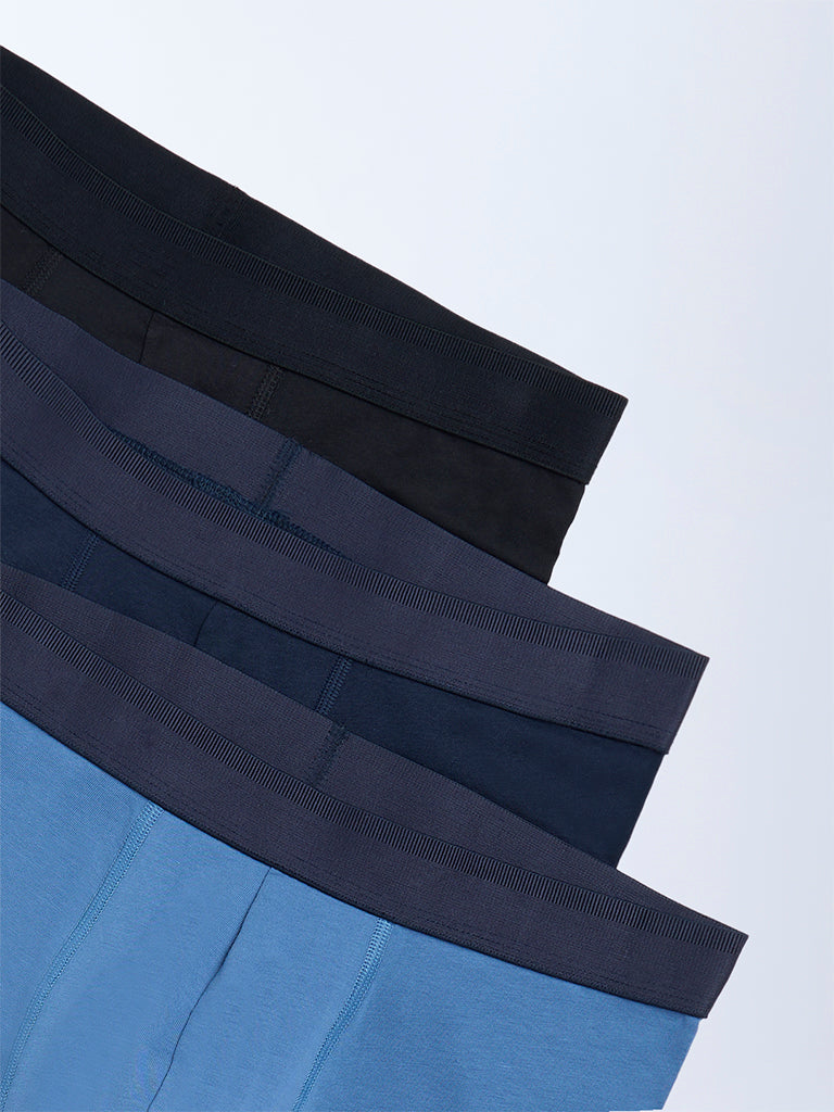WES Lounge Multicolour Solid Cotton Trunks - Pack of 3