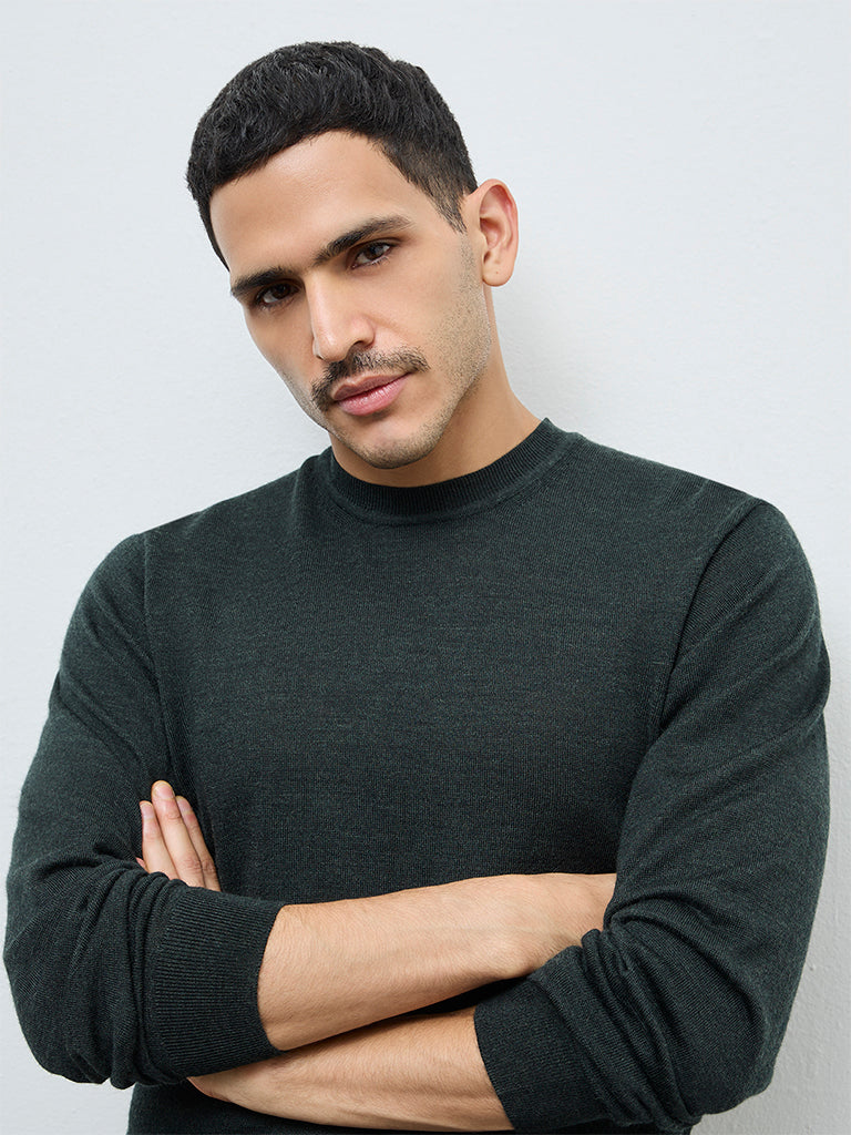 WES Formals Dark Green Relaxed-Fit Sweater