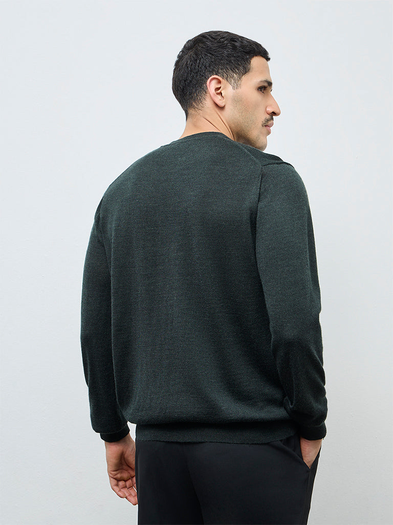 WES Formals Dark Green Relaxed-Fit Sweater