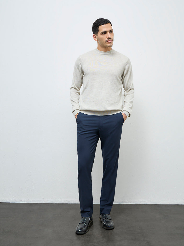 WES Formals Grey Relaxed-Fit Sweater