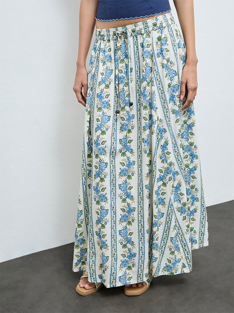 Bombay Paisley Off-White Floral Maxi Skirt