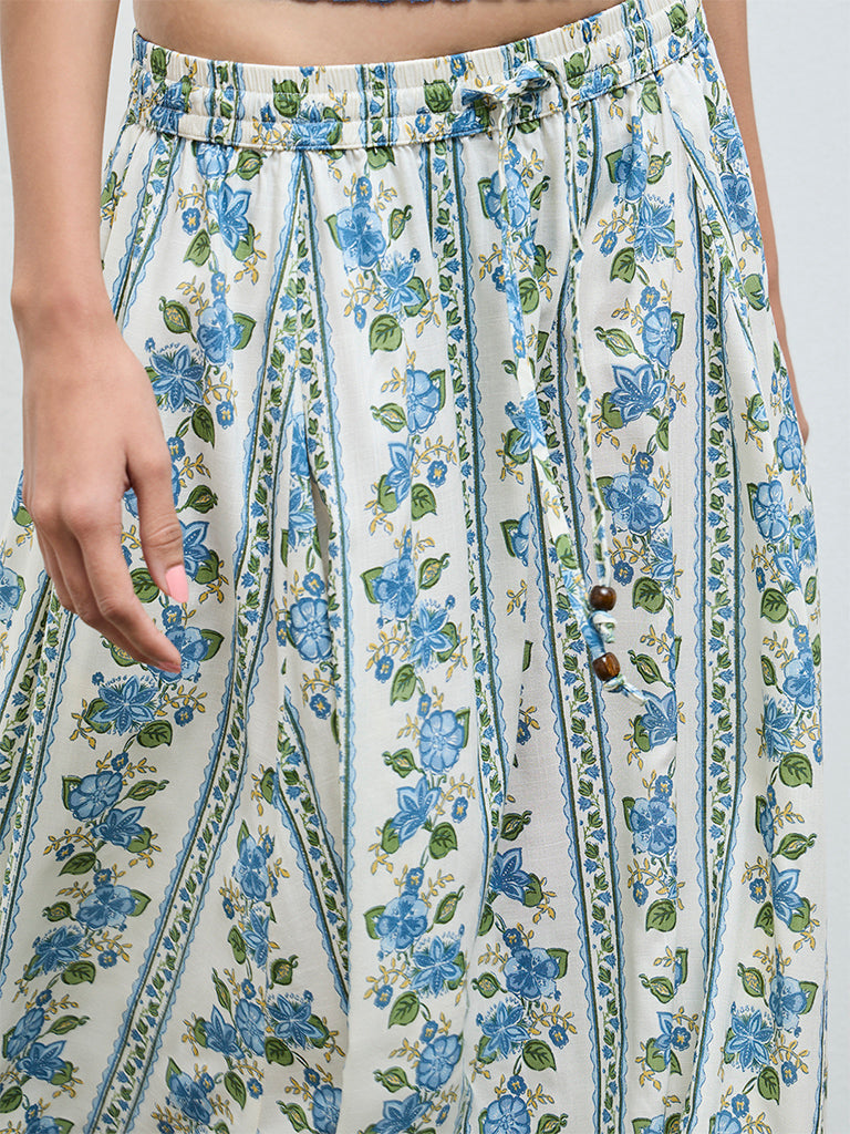 Bombay Paisley Off-White Floral Maxi Skirt