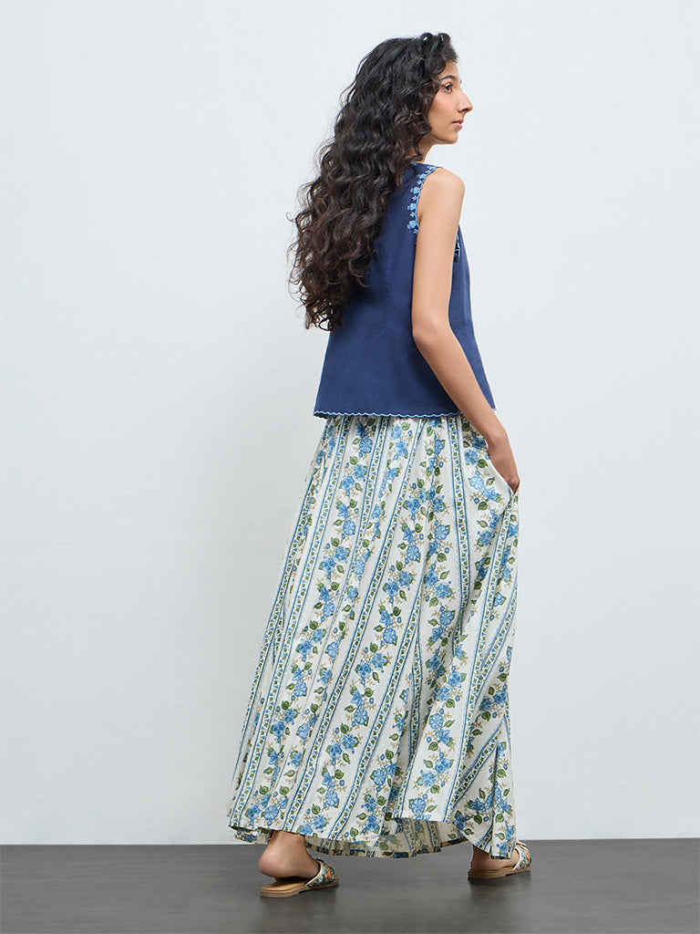 Bombay Paisley Off-White Floral Maxi Skirt