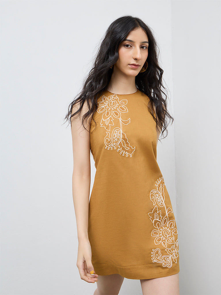 Buy Bombay Paisley Mustard Embroidered Cotton Shift Dress from Westside Buy Bombay Paisley Mustard Embroidered Cotton Shift Dress from Westside