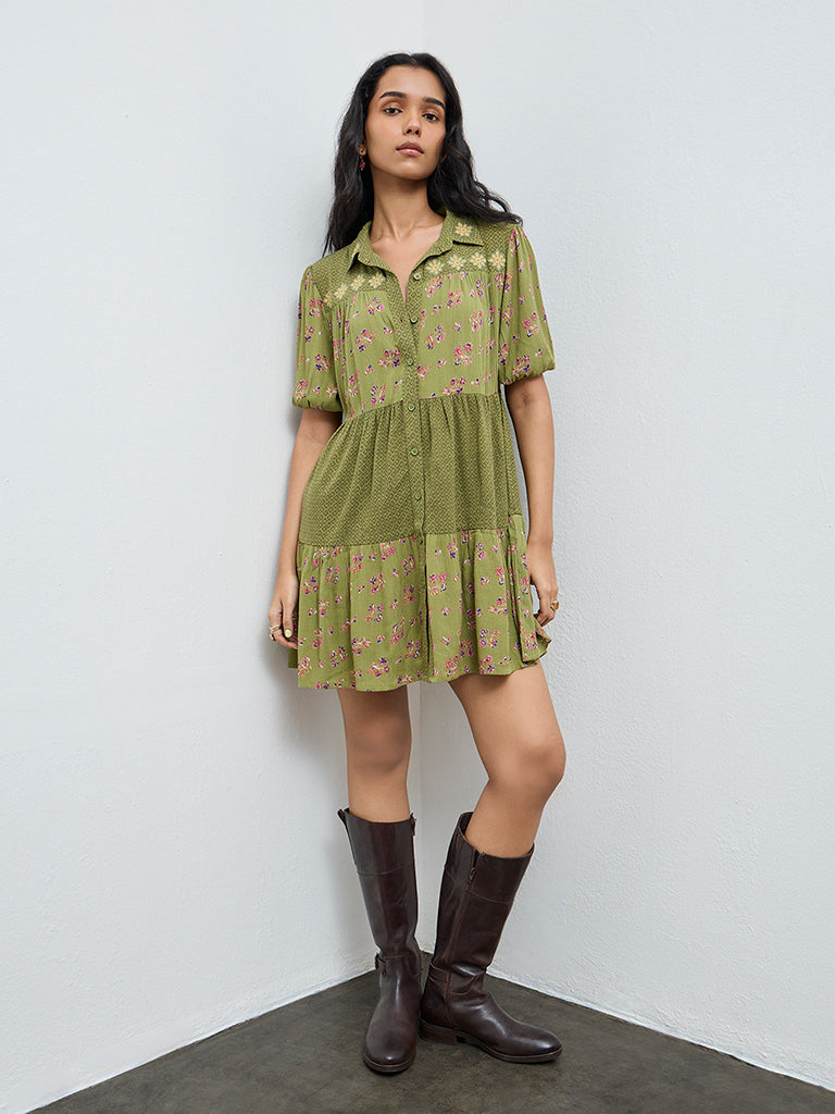 bombay paisley green dress Buy Bombay Paisley Green Floral Design Shirt Dress from Westside