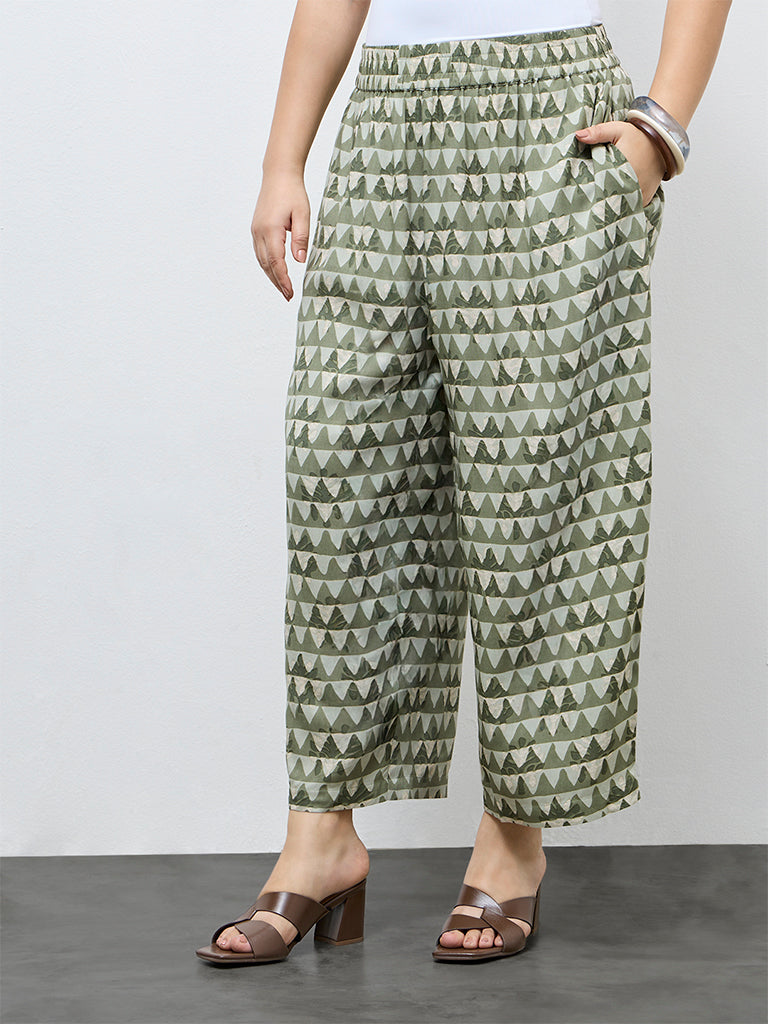 Diza Mint Geometric Printed Pants