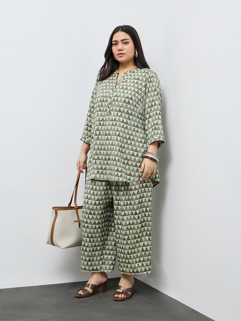 Diza Mint Geometric Printed Pants