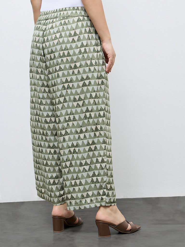 Diza Mint Geometric Printed Pants