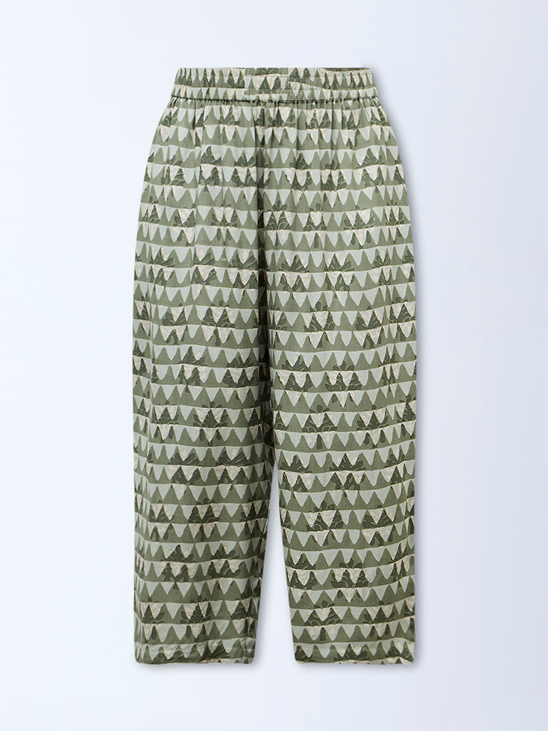 Diza Mint Geometric Printed Pants