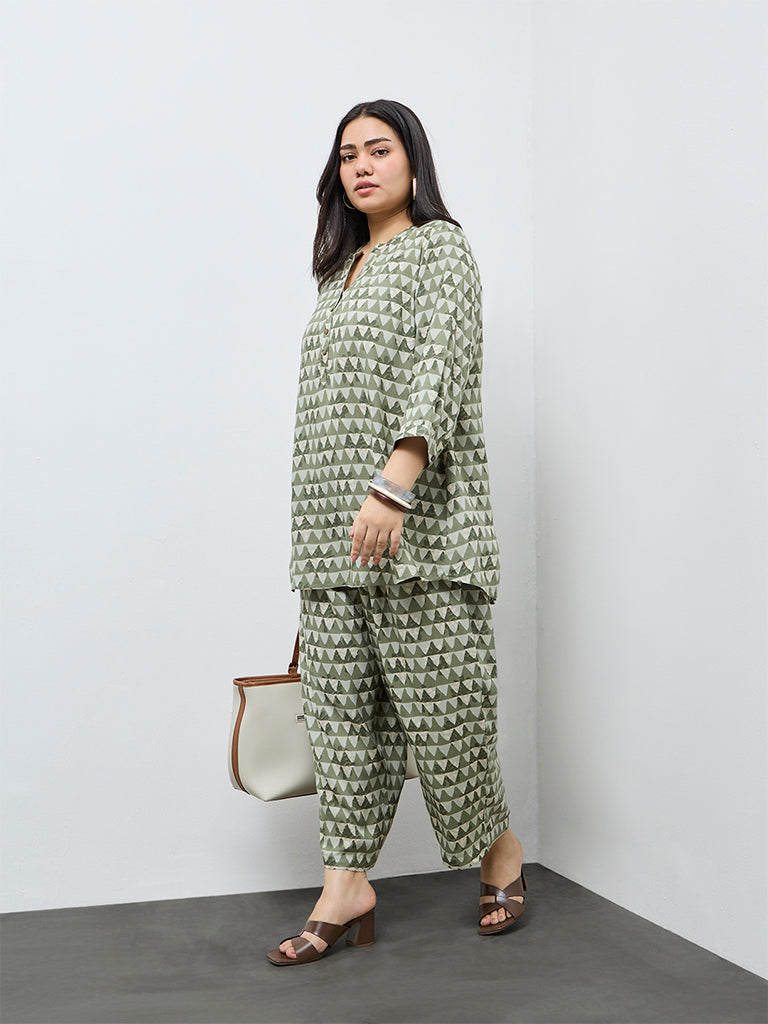 Diza Mint Geometric Printed Tunic