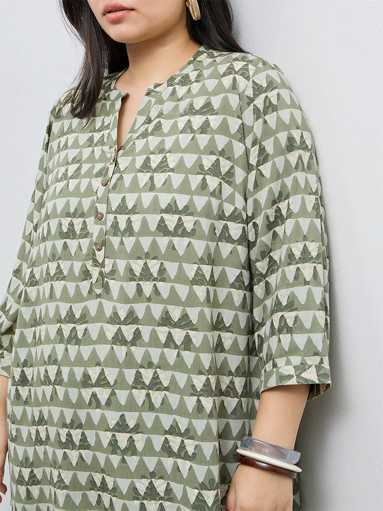 Diza Mint Geometric Printed Tunic