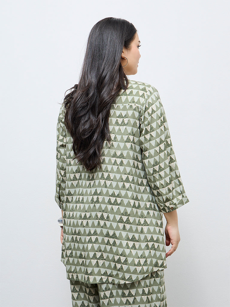 Diza Mint Geometric Printed Tunic
