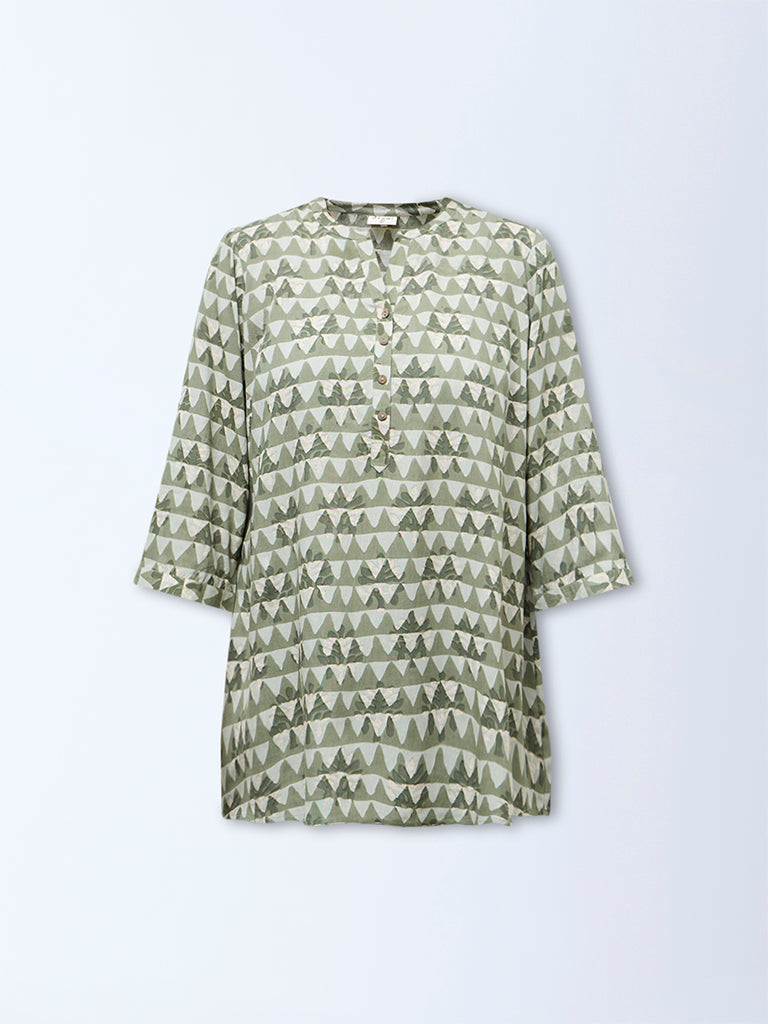Diza Mint Geometric Printed Tunic
