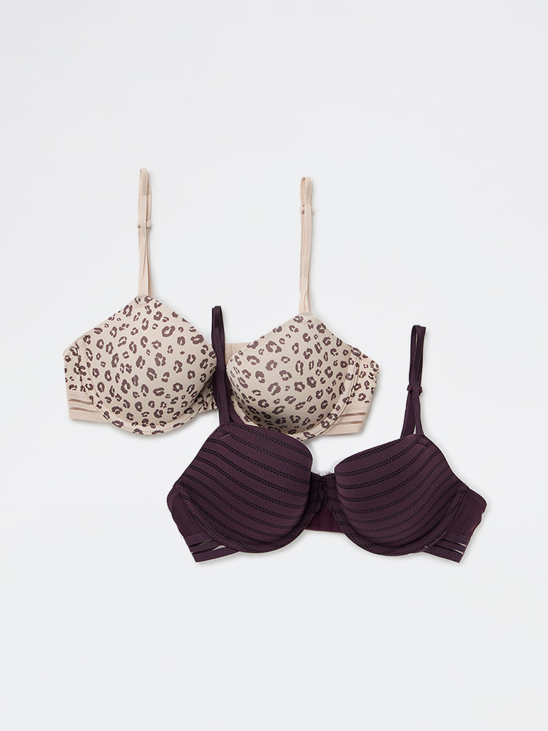 Wunderlove 2-Pack Animal Printed Underwired Bra