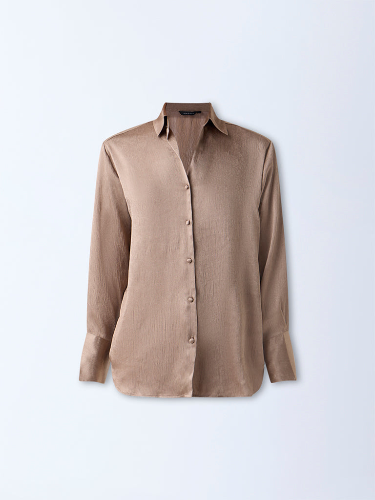 Wardrobe Dull Gold Textured Shirt