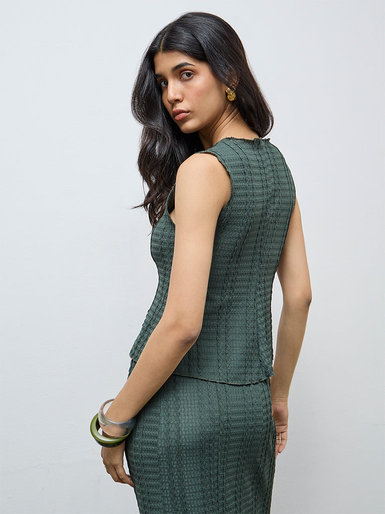 LOV Olive Textured Top