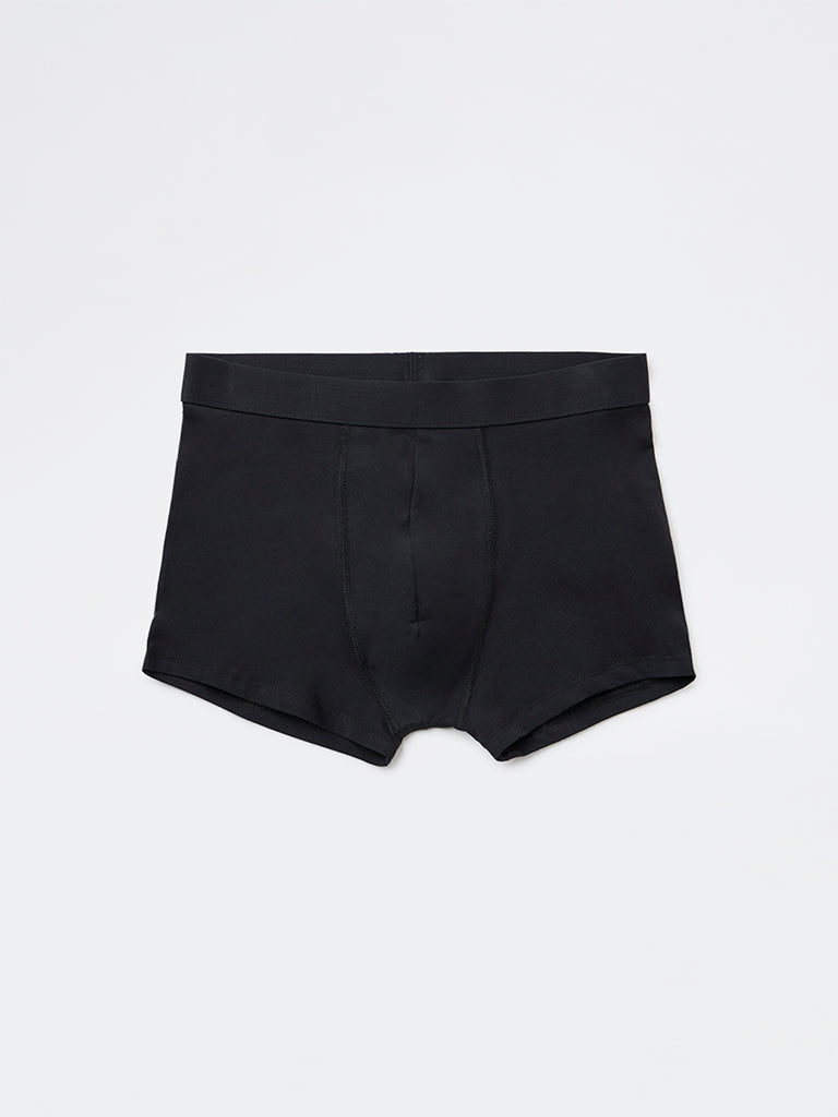 WES Lounge Dark Olive Solid Cotton-Blend Trunks - Pack of 3