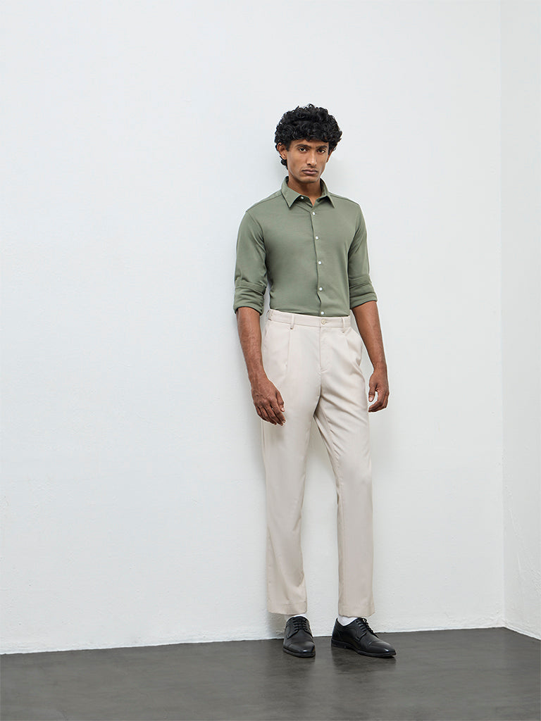 WES Formals Sage Slim-Fit Cotton-Blend Shirt