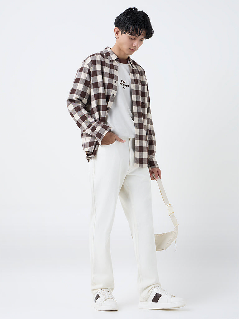 Nuon White Relaxed-Fit Mid-Rise Jeans