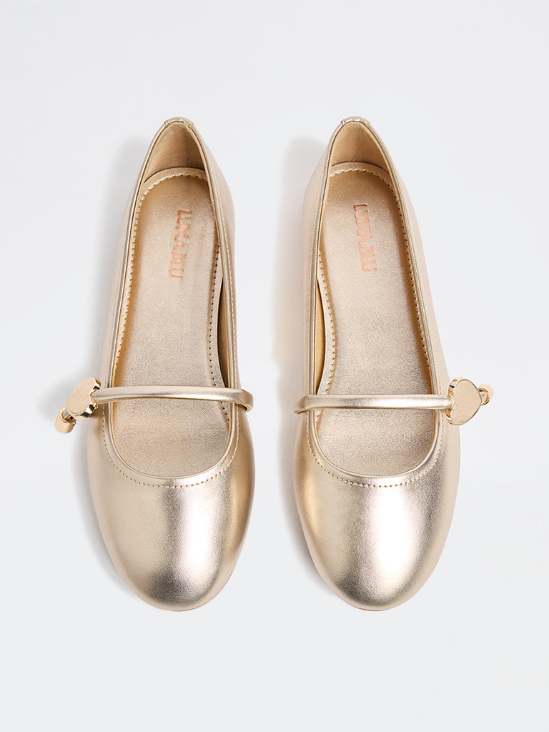 LUNA BLU Gold Mary Jane Shoes
