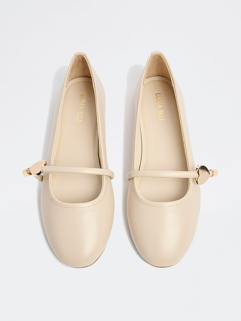 LUNA BLU Cream Mary Jane Shoes